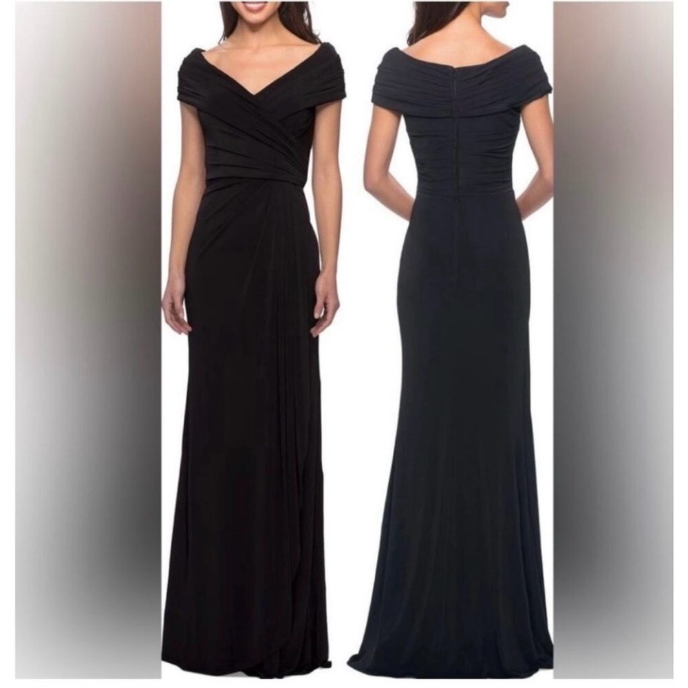 La Femme Ruched Wedding Evening Gown size 12 NWT Black